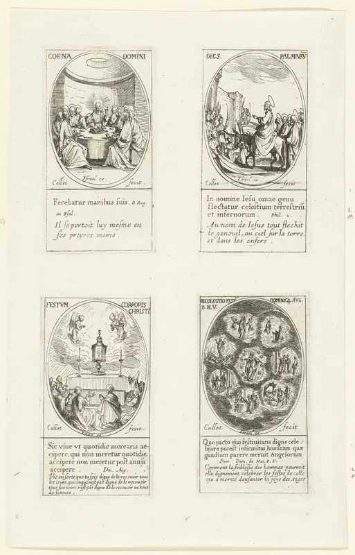 Laatste Avondmaal (Witte Donderdag), Intocht in Jeruzalem (Palmpasen), Aanbidding van de hostie (Sacramentsdag), Maria te midden van zeven scènes uit haar leven (Mariafeesten) Wall Art by Unknown - High-Resolution Digital Print