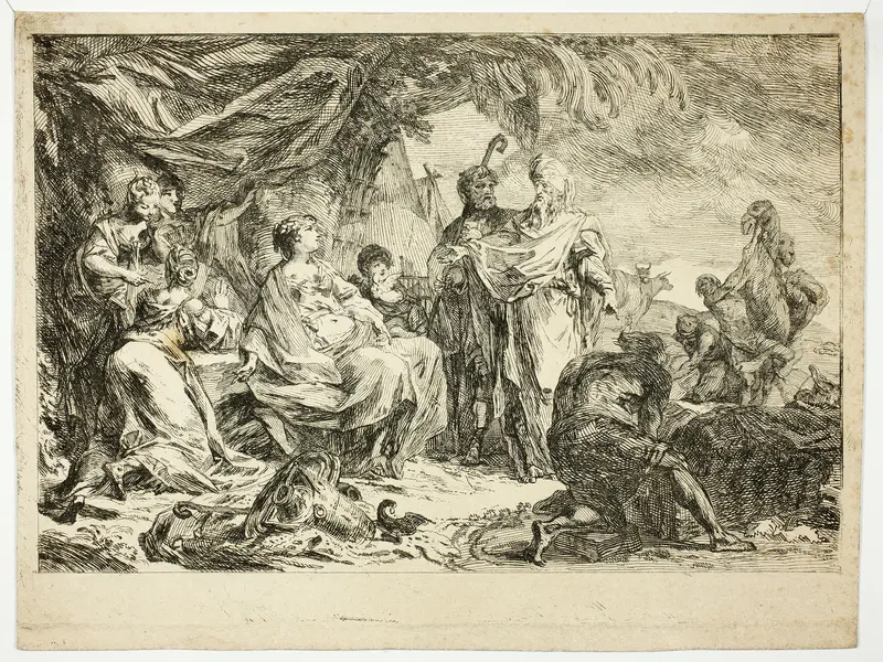 Laban Searching for his Household Gods Wall Art by Gabriel Jacques de Saint-Aubin - High-Resolution Digital Print