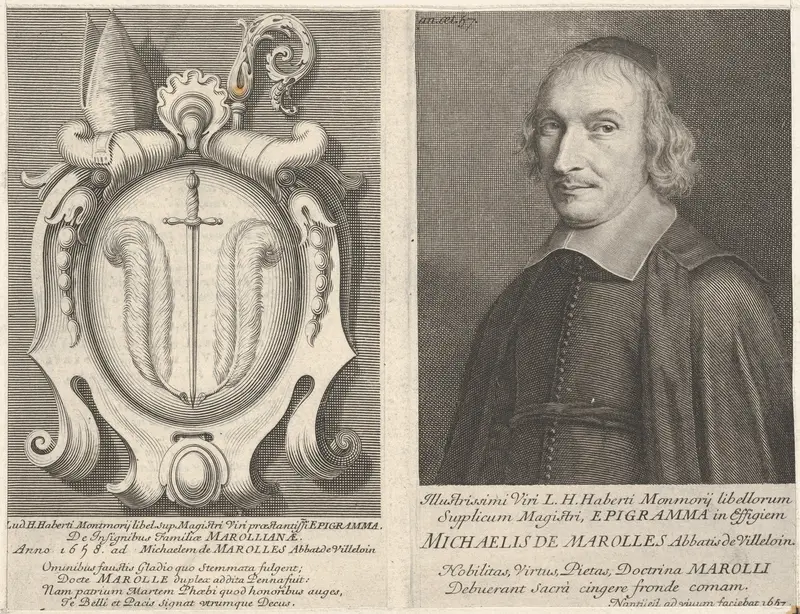 L'Abbé de Marolles (with coat of arms) Wall Art by Robert Nanteuil - High-Resolution Digital Print