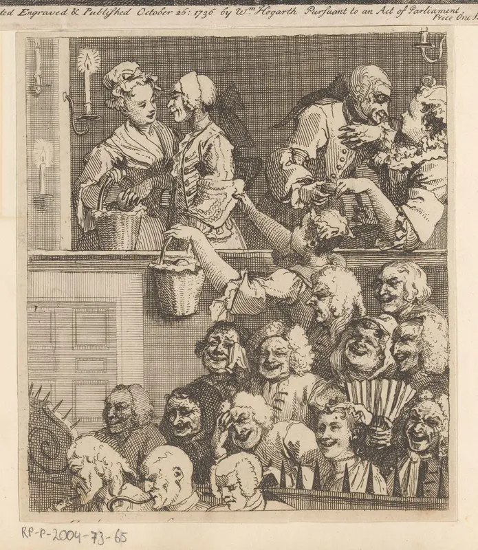 Lachend publiek bij een toneelspel Wall Art by Unknown - High-Resolution Digital Print