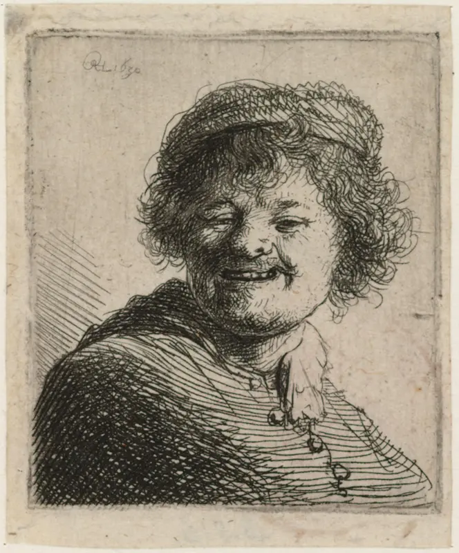 Lachend zelfportret met muts Wall Art by anonymous - High-Resolution Digital Print