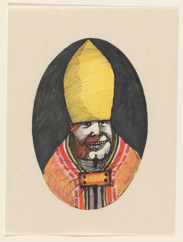 Lachende man met mijter Wall Art by unknown - High-Resolution Digital Print
