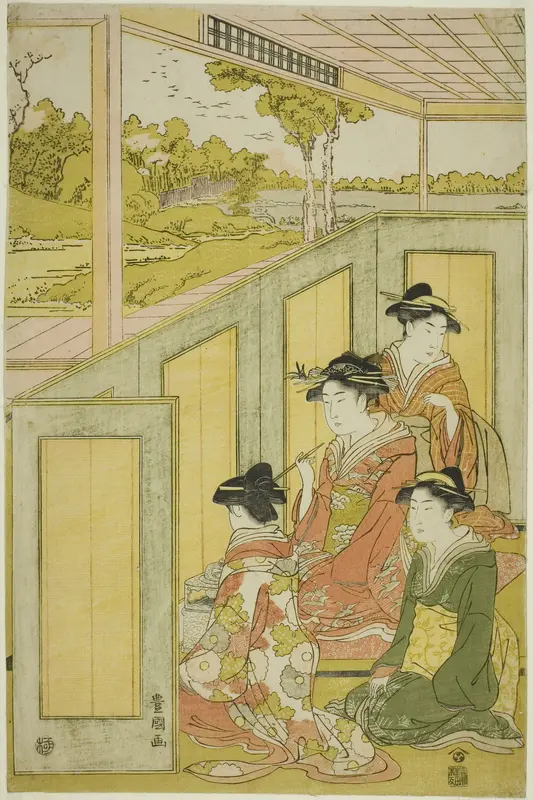 Ladies behind screen in a daimyo's mansion Wall Art by Utagawa Toyokuni I - High-Resolution Digital Print