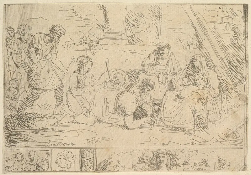 L'Adoration des Bergers (The Adoration of the Shepherds) Wall Art by Jean Jacques Lagrenée - High-Resolution Digital Print