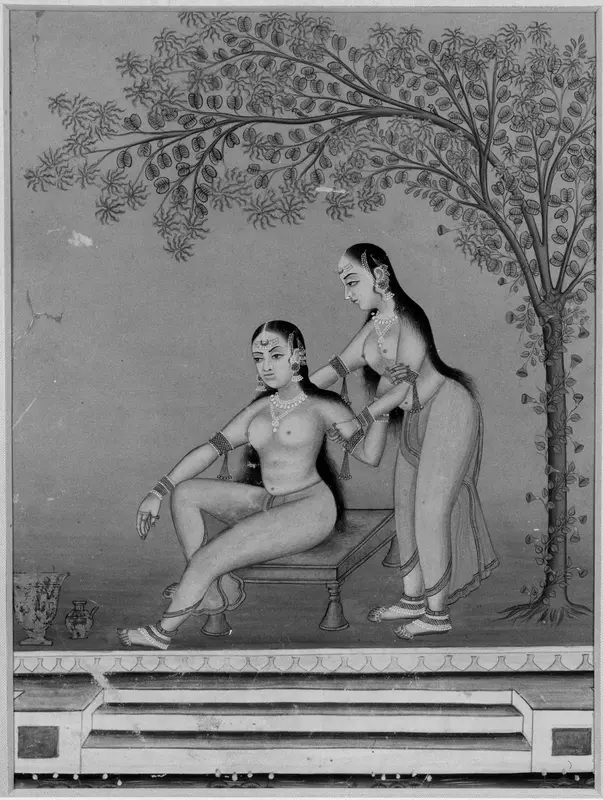 Lady at Her Toilette with Attendant on a Terrace Wall Art by Unknown - High-Resolution Digital Print