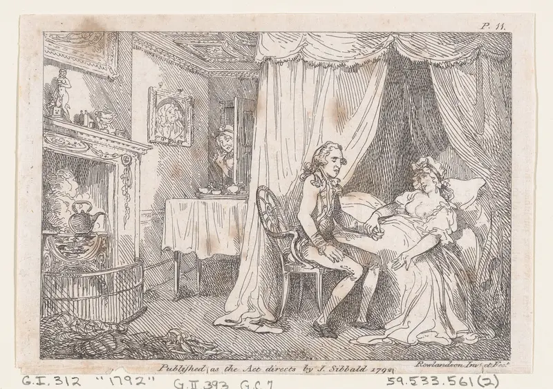 Lady Booby attempts to seduce the immaculate Joseph, from "The Adventures of Joseph Andrews, and His Friend Mr. Abraham Adams" Wall Art by Thomas Rowlandson - High-Resolution Digital Print