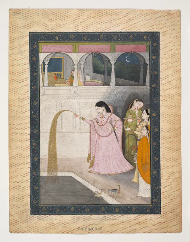 Lady Holding a Sparkler Wall Art by Unknown - High-Resolution Digital Print