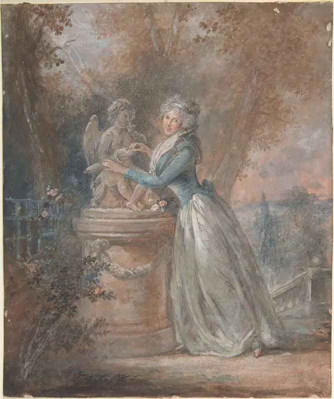 Lady in a garden Wall Art by Anonymous, French, 18th century - High-Resolution Digital Print