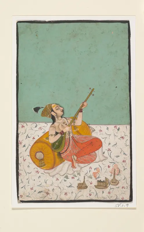 Lady Musician Playing a Sitar Wall Art by Unknown - High-Resolution Digital Print