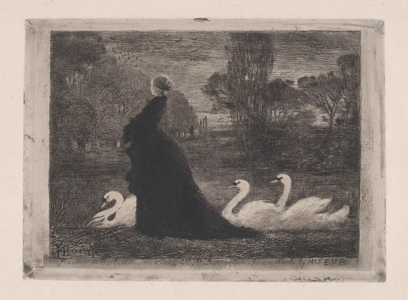 Lady of the Swans Wall Art by Félix-Hilaire Buhot - High-Resolution Digital Print
