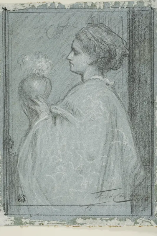 Lady with Vase Wall Art by Frederic Leighton, 1st Baron Leighton of Stretton - High-Resolution Digital Print