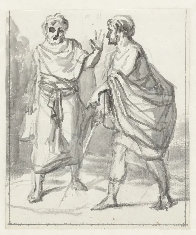 Laenas trekt een cirkel in het zand rond Antiochus IV Epiphanes Wall Art by Jurriaan Andriessen - High-Resolution Digital Print