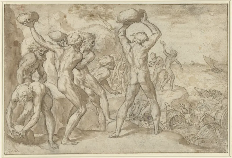 Laestrygonen verpletteren de vloot van Odysseus met zware stenen Wall Art by anonymous - High-Resolution Digital Print