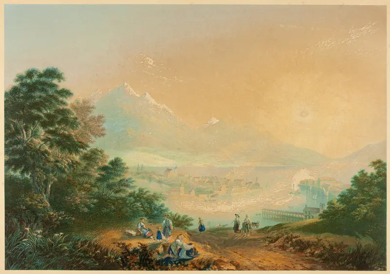 Lake Lucerne, Switzerland Wall Art by George Baxter - High-Resolution Digital Print