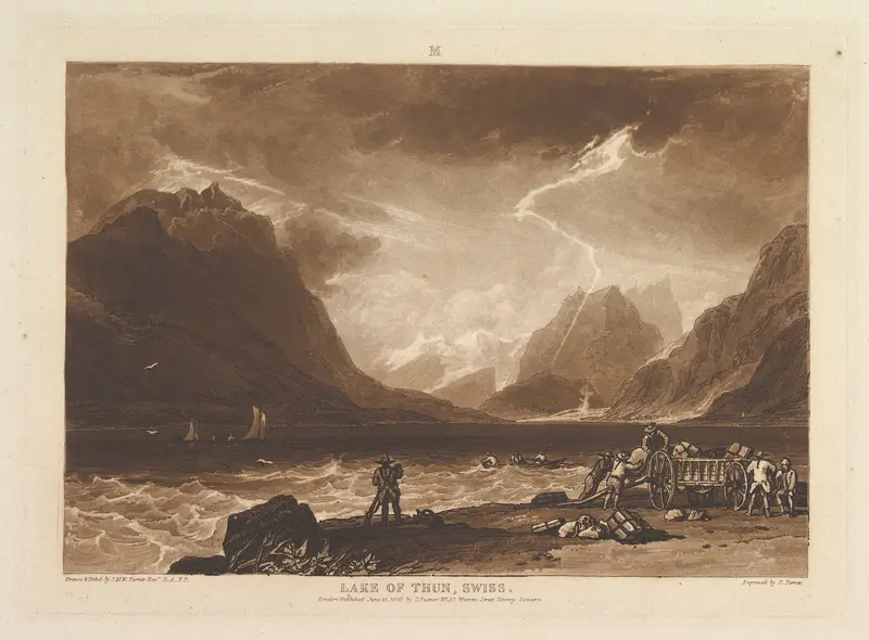 Lake of Thun, Swiss, part III, plate 15 from "Liber Studiorum" Wall Art by Joseph Mallord William Turner - High-Resolution Digital Print