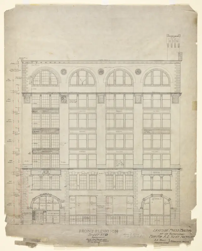 Lakeside Press Building, Chicago, Illinois, Front Elevation