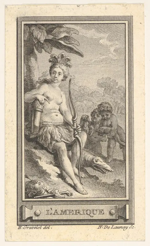 L'Amerique, from "Almanach iconologique" Wall Art by Nicolas de Launay - High-Resolution Digital Print