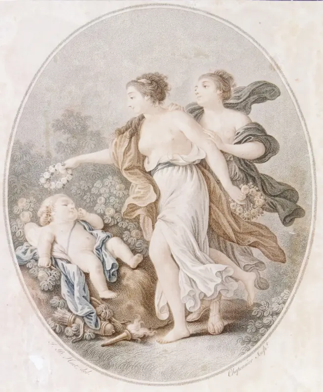 L'Amour couronné par les Graces (Cupid crowned by the Graces) Wall Art by Alexandre Chaponnier - High-Resolution Digital Print