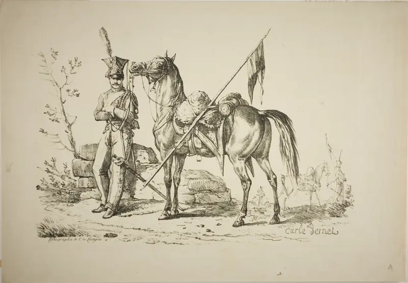 Lancer on Foot Walking Next to his Horse Wall Art by Carle Vernet - High-Resolution Digital Print