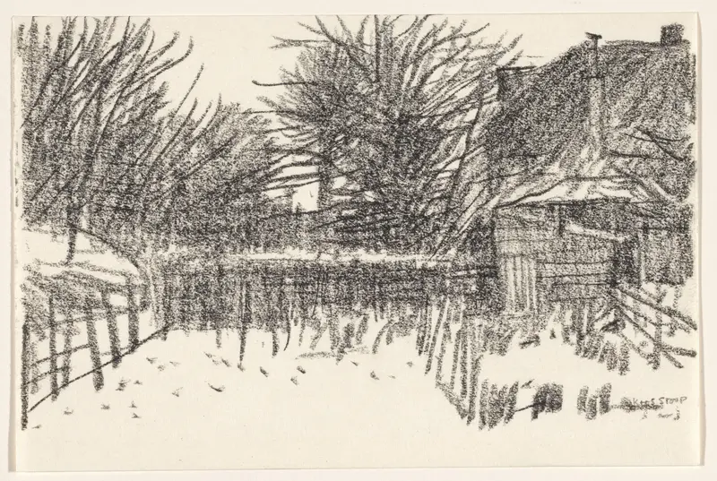 Land met hek, bomen en schuur Wall Art by Kees Stoop - High-Resolution Digital Print
