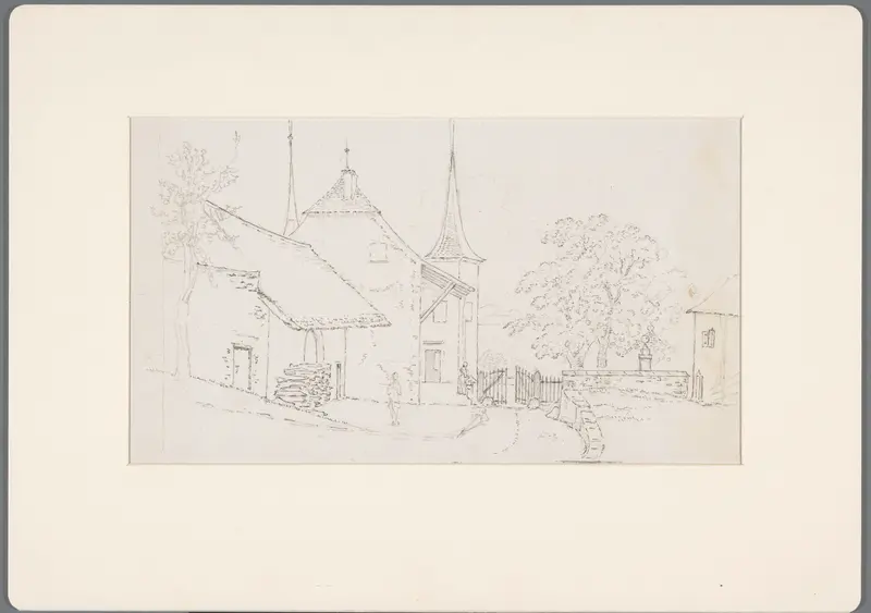 Landhuis in de buurt van het Lac Léman, van de andere zijde van het hek te zien Wall Art by David Alphonse de Sandoz-Rollin - High-Resolution Digital Print