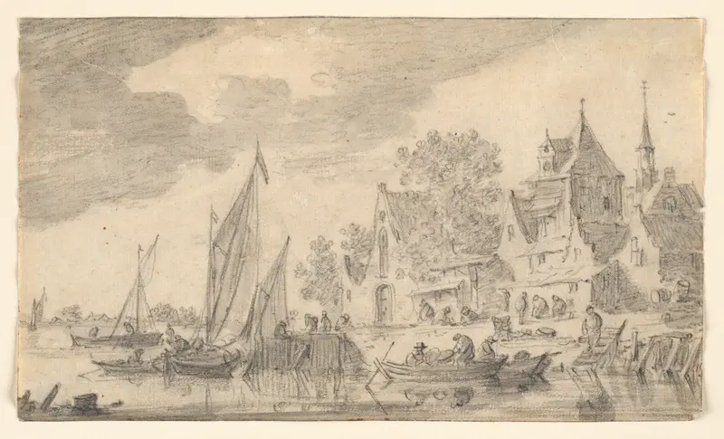 Landing Place by a Town Wall Art by Jan van Goyen - High-Resolution Digital Print