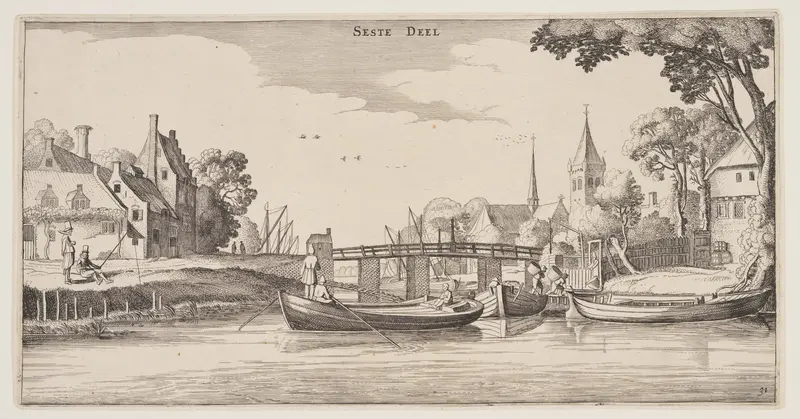 Landing-Stage in a Village, from Landscapes (Playsante Lantschappen)