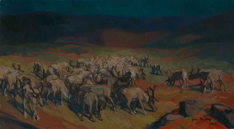 Landscape from Lapland with a Reindeer Herd Wall Art by Gabriel Engberg - High-Resolution Digital Print