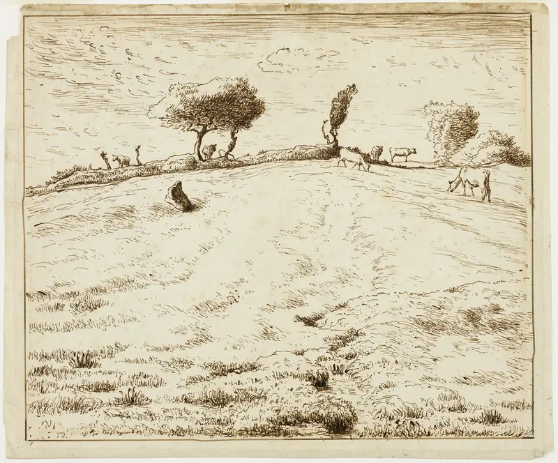Landscape - Hillside in Gruchy, Normandy Wall Art by Jean François Millet - High-Resolution Digital Print