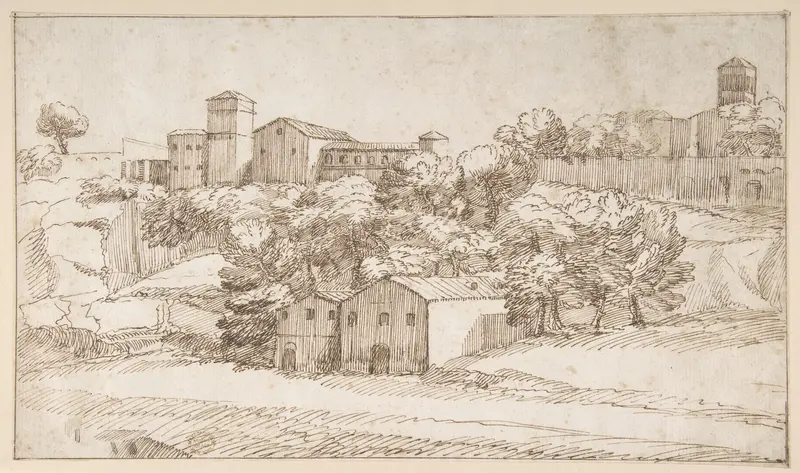 Landscape Study: Surburbs of Rome Wall Art by Giovanni Francesco Grimaldi - High-Resolution Digital Print