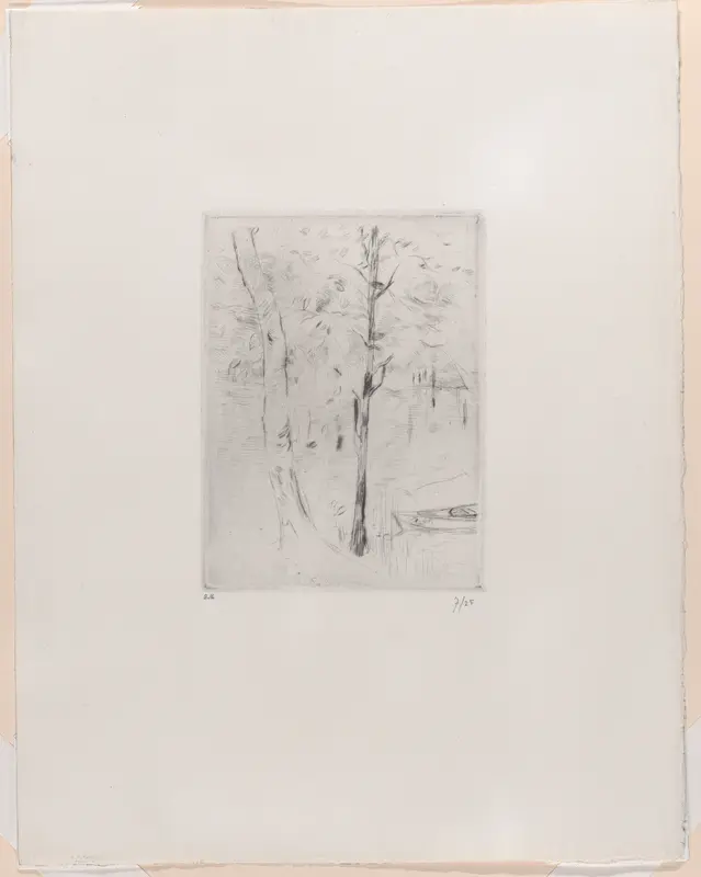 Landscape (Tree-trunks near a River) Wall Art by Berthe Morisot - High-Resolution Digital Print