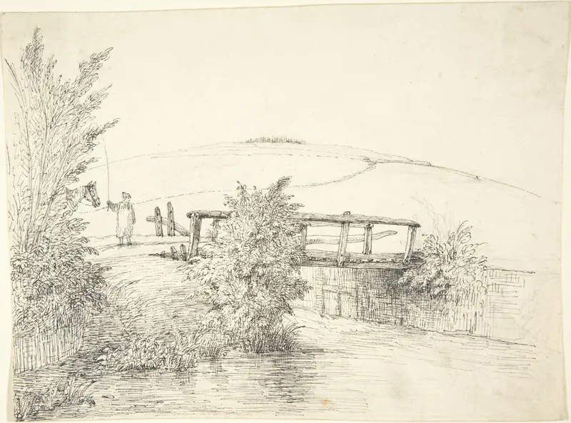 Landscape with a Bridge (recto); Thatched Cottage (verso)