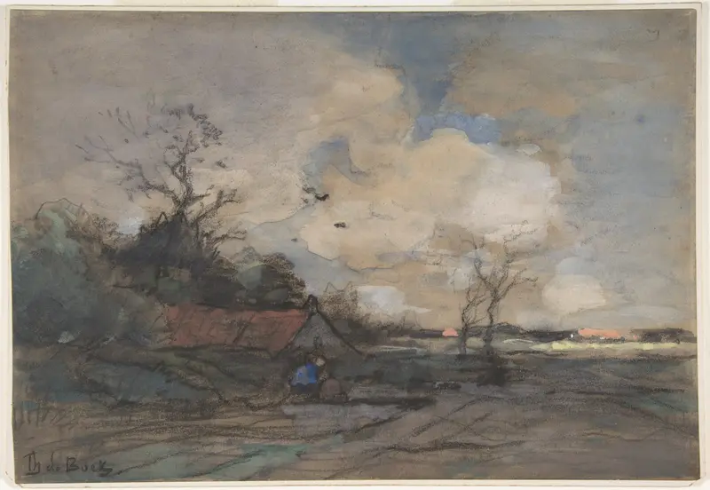 Landscape with a Cottage Wall Art by Théophile de Bock - High-Resolution Digital Print