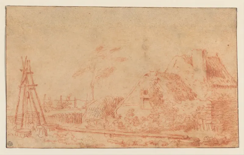 Landscape with a Cottage and Well Wall Art by Antoine Watteau - High-Resolution Digital Print