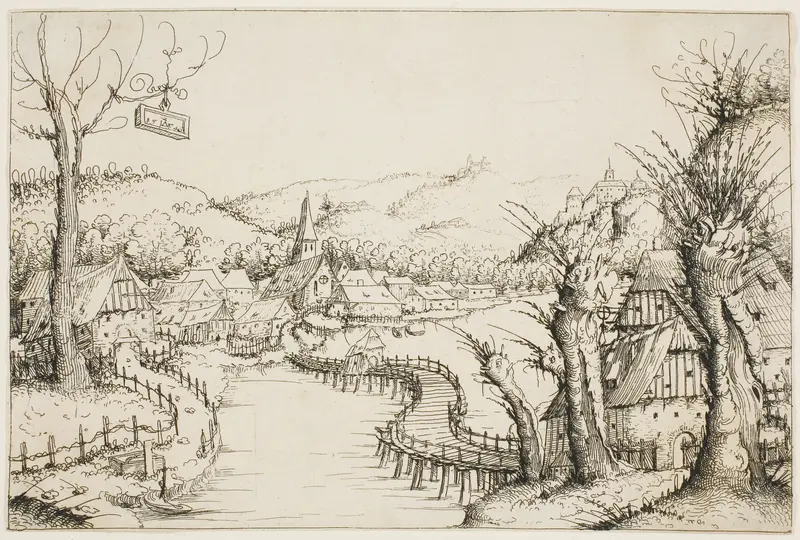 Landscape with a Curved Wooden Bridge