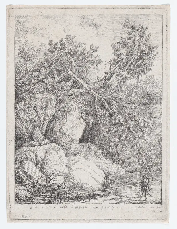Landscape with a Fallen Tree Wall Art by Hubert Robert - High-Resolution Digital Print
