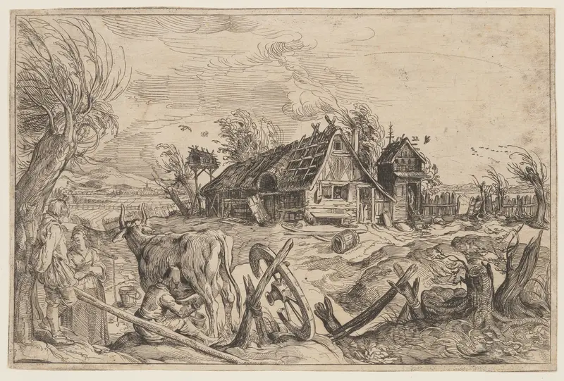 Landscape with a Farmhouse Wall Art by Jacob de Gheyn, II - High-Resolution Digital Print