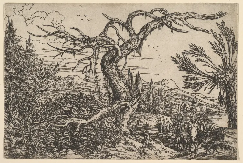 Landscape with a hunter and his dogs Wall Art by Jonas Umbach - High-Resolution Digital Print