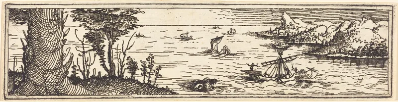 Landscape with a Lake and Sailing-Vessels Wall Art by Augustin Hirschvogel - High-Resolution Digital Print
