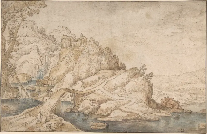 Landscape with a Road Leading Towards a Settlement on a Hill Wall Art by Joos de Momper the Younger - High-Resolution Digital Print