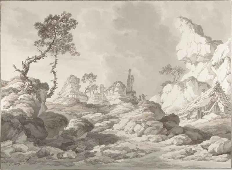 Landscape with a ruin near Mödling Wall Art by Jakob Matthias Schmutzer - High-Resolution Digital Print