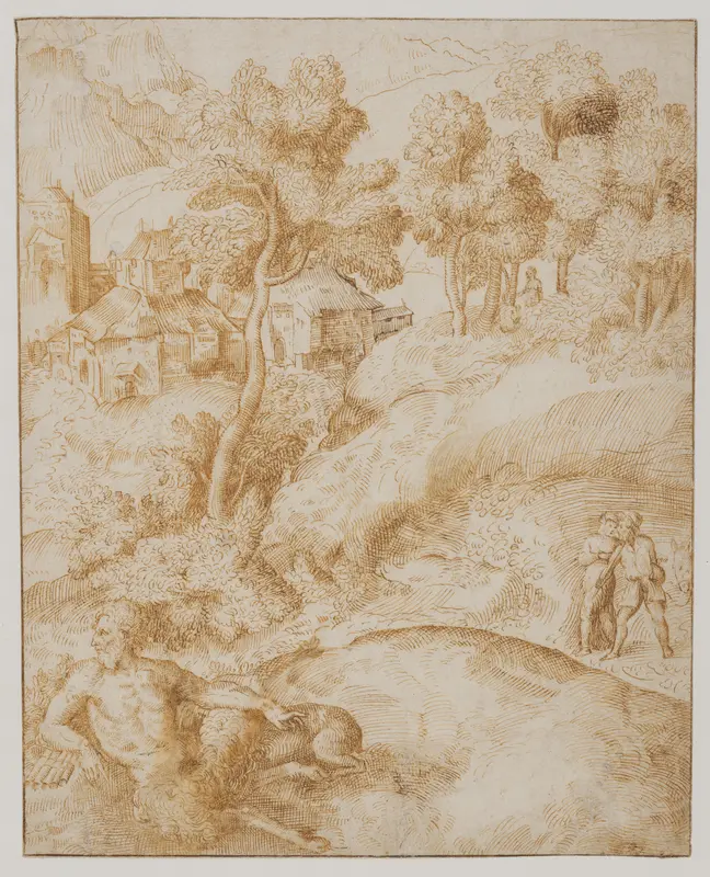 Landscape with a Satyr Wall Art by Domenico Campagnola - High-Resolution Digital Print