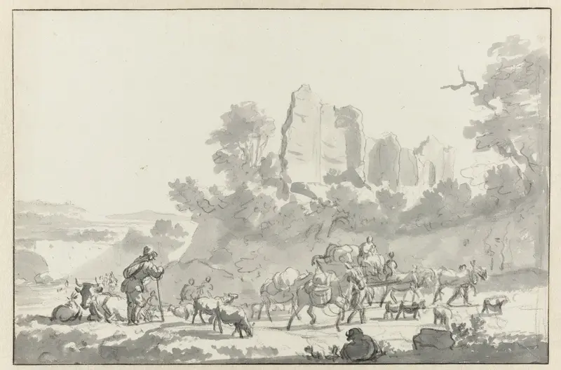 Landscape with a Shepherd and Cattle, and Travellers Wall Art by Adriaen van de Velde - High-Resolution Digital Print
