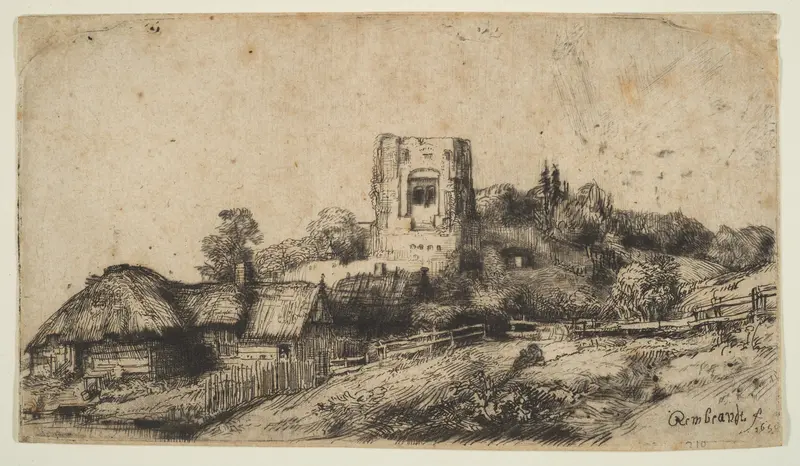 Landscape with a Square Tower Wall Art by Rembrandt (Rembrandt van Rijn) - High-Resolution Digital Print