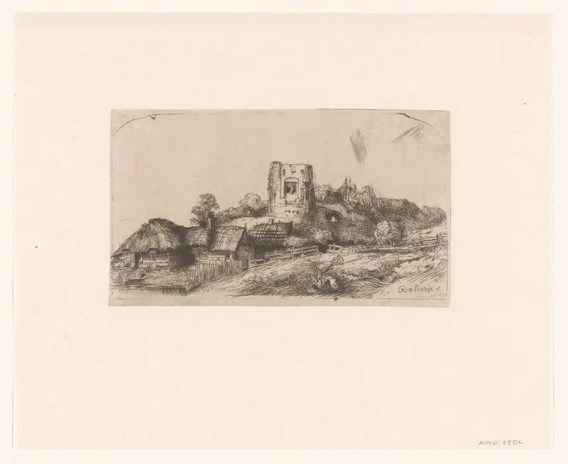 Landscape with a square tower Wall Art by Léopold Flameng - High-Resolution Digital Print