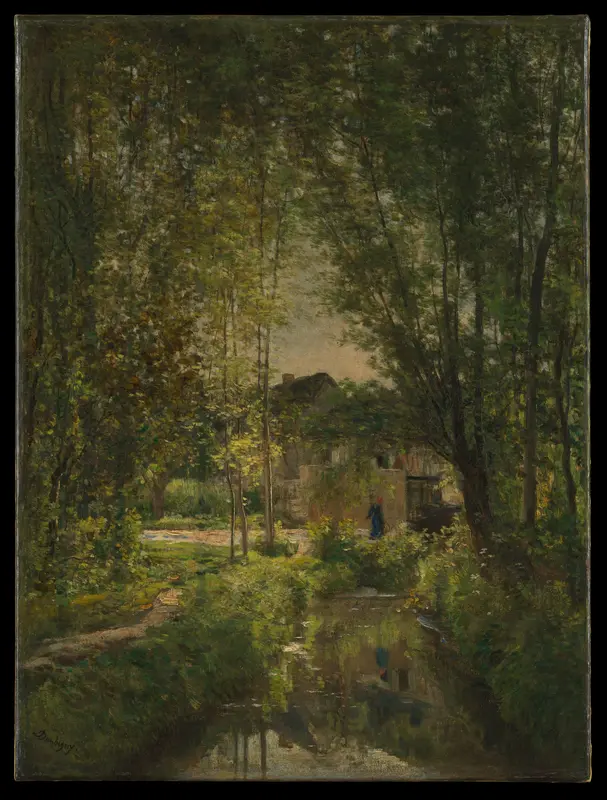Landscape with a Sunlit Stream Wall Art by Charles-François Daubigny - High-Resolution Digital Print