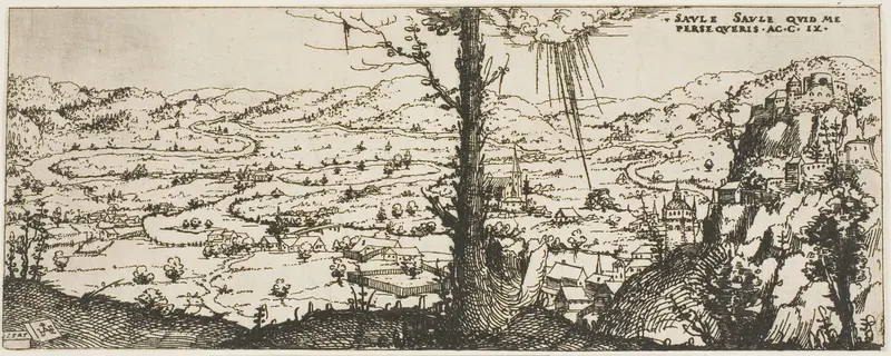Landscape with a Tree in Center of Foreground