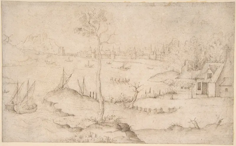 Landscape with a Walled City and a Large Body of Water Wall Art by Matthijs Cock - High-Resolution Digital Print