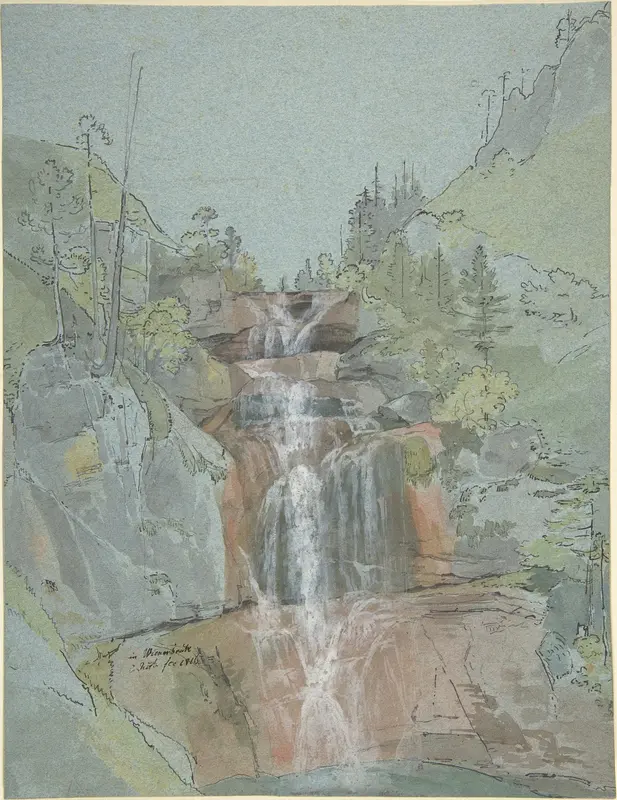 Landscape with a Waterfall Wall Art by Johann Christoph Rist - High-Resolution Digital Print