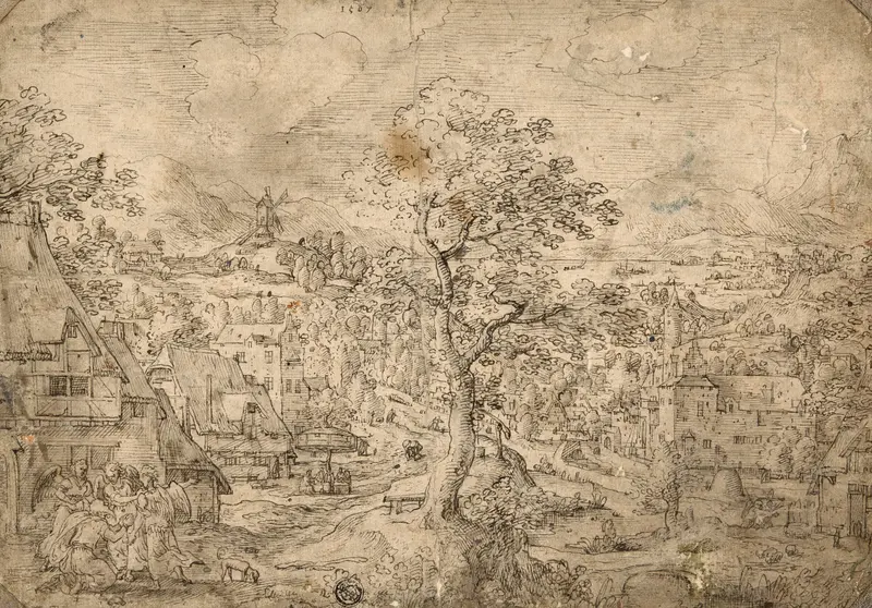 Landscape with Abraham and Angels Wall Art by Hans Bol - High-Resolution Digital Print